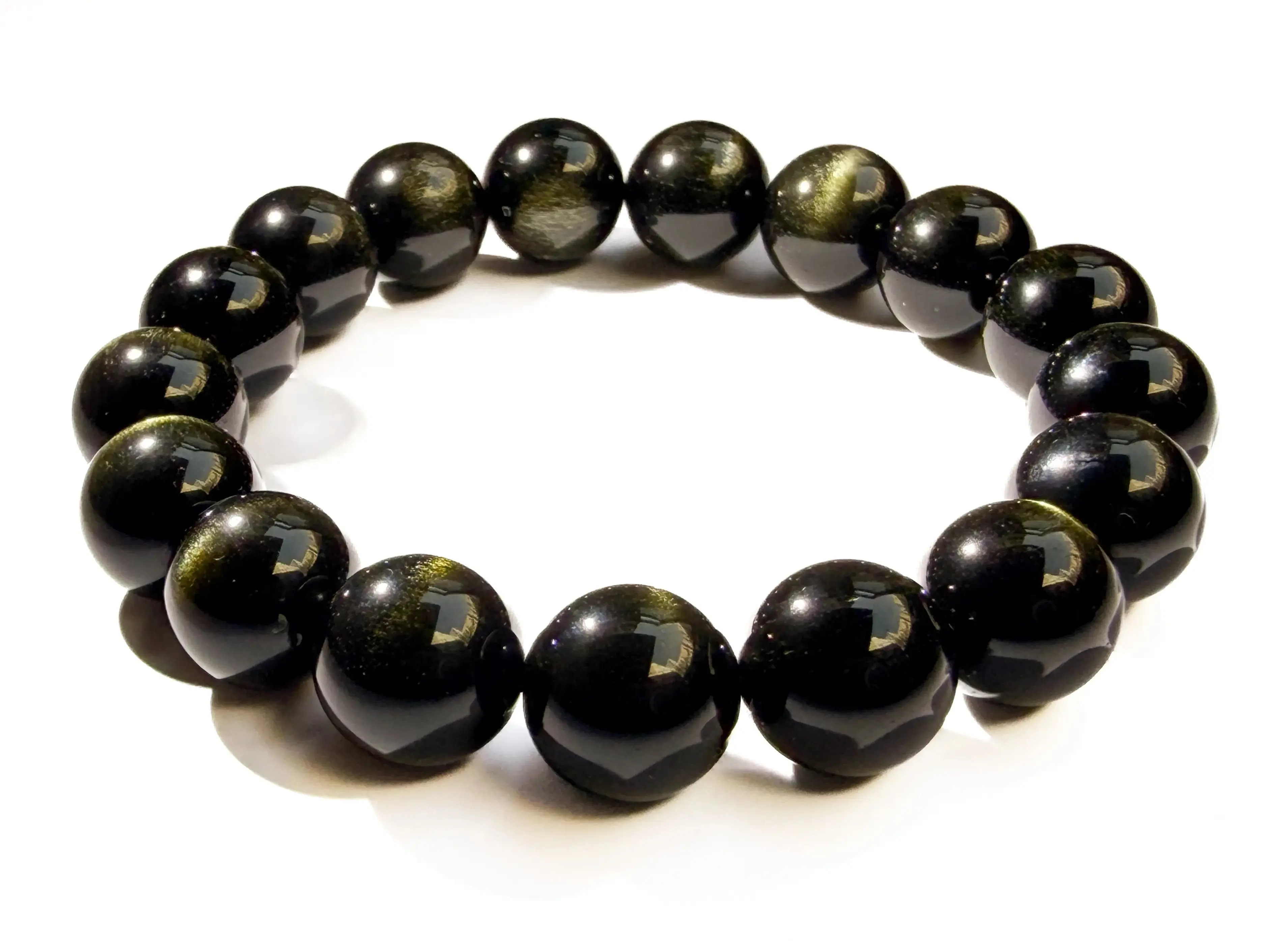 Gold and Silver Sheen Obsidian Bracelet for Protection view 7